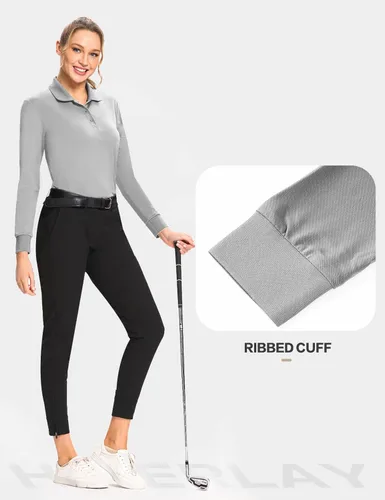 Vista 2 de Hiverlay Polo Shirts for Women Golf Shirts UPF 50+ Long Sleeve Shirt Collared