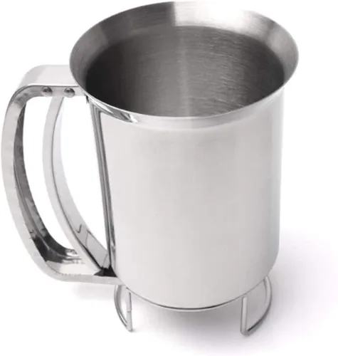 Vista 3 de Dispensador de masa de panqueques de acero inoxidable, dispensador de masa de panqueques de mano, embudo de masa profesional de 30.4 fl oz