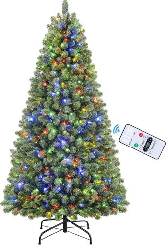 Vista 10 de Árbol de Navidad clásico preiluminado artificial de 6 pies con control