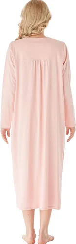Vista 2 de Keyocean - Camisón para mujer, 100% algodón, suave, cálido, cómodo, ropa de dormir y descanso para otoño e invierno