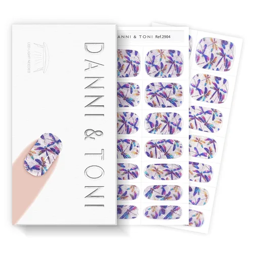 Vista 22 de DANNI & TONI Tiras de uñas de gel semicuradas, color rosa champán, ojos de gato, 28 calcomanías de regalo para mujer Aqua Ripple