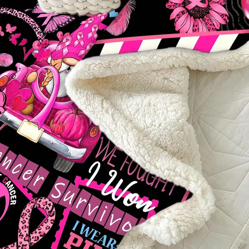 Vista 5 de Manta de cáncer de mama, regalos para sobrevivientes de cáncer de mama para mujeres, manta suave, regalos de cáncer de mama para mujeres, manta