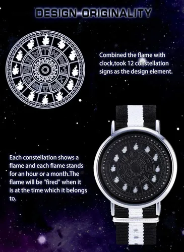 Vista 2 de YJacuing Anime Saint Seiya - Reloj LED táctil con constelación del zodiaco Edición Coleccionista