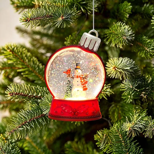 Vista 4 de Globo iluminado con purpurina para adornos de árbol de Navidad o decoración Ornamento de muñeco