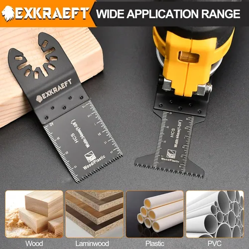 Vista 5 de Juego de 26 cuchillas oscilantes para herramientas oscilantes, de titanio, para madera, plástico, metal, bimetálicas, para Dewalt Milwaukee Ryobi