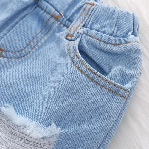 Vista 2 de VSFAOV Conjunto de ropa de juego de algodón con estampado de letras para niñas pequeñas, de manga corta y pantalones, 2 piezas
