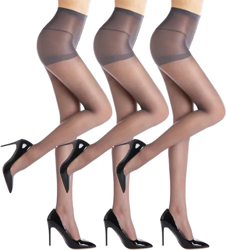 Vista 7 de 3 pares de medias transparentes para mujer – Control superior 20D para las medias, con dedos reforzados Negro