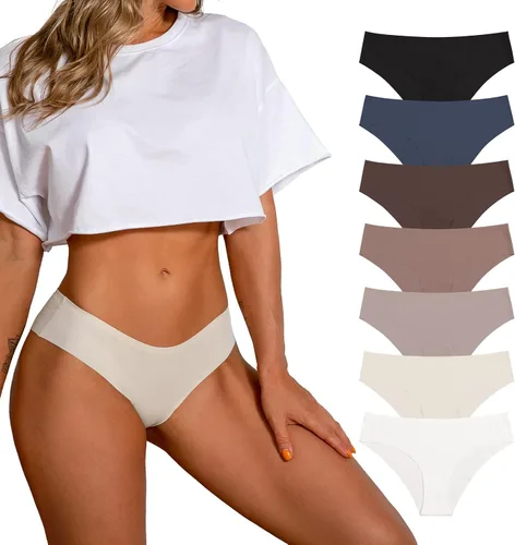 Vista 15 de SHARICCA Bragas de Bikini sin Costuras para Mujer, de Corte Descarado, Invisibles, Transpirables, Suave, Elásticas, Ropa Interior, Paquete Múltiple