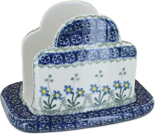Vista 14 de Blue Rose Polish Pottery - Servilletero de Puntos Pequeños Azules - 5" x 5" - Servilleteros de Cerámica, Accesorios Decorativos para Mesa de Comedor