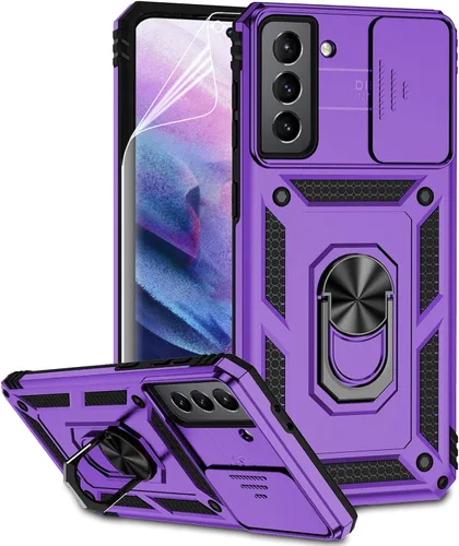 Vista 13 de Funda para Samsung Galaxy S21 Plus con cubierta para lente de cámara, protector de pantalla HD, probado contra caídas de grado militar, soporte