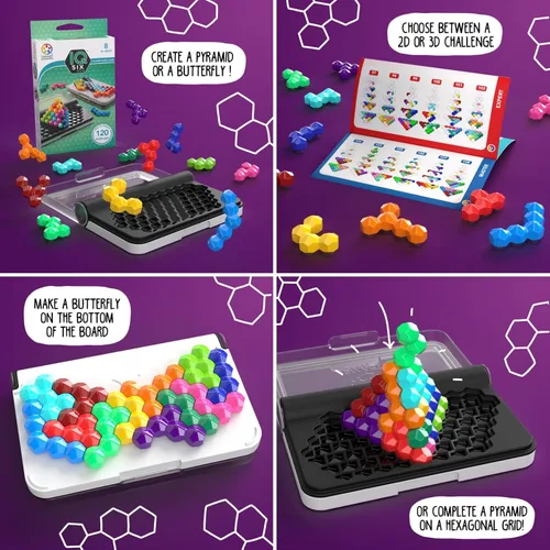 Vista 9 de SmartGames IQ Six Pro Juego de Viaje para Niños y Adultos, un Juego Cerebral de Desarrollo de Habilidades - Rompecabezas Mental para Edades de 8
