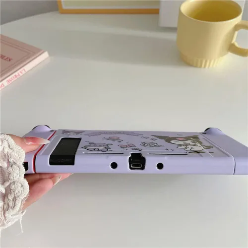 Vista 3 de Linda funda suave a prueba de golpes Kuromi compatible con Nintendo Switch, carcasa duradera resistente a los arañazos para Joycon, juego de piel