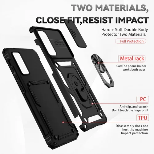 Vista 8 de Funda para Samsung Galaxy S20 FE 5G con cubierta para lente de cámara, protector de pantalla HD, soporte de anillo magnético probado contra caídas
