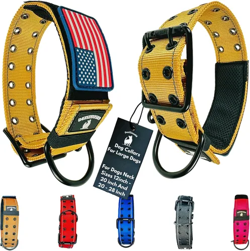 Vista 8 de Collar táctico para perro de 2 pulgadas de ancho, resistente con hebilla de cinturón de metal de 2 pines, ajustable para perros grandes y medianos