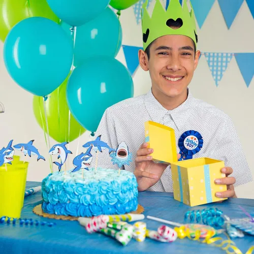 Vista 6 de Decoración para cupcakes de tiburón, 40 piezas de palillos de tiburón, decoraciones de cupcakes de tiburón para fiestas temáticas de tiburón