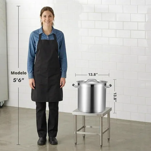 Vista 3 de CURTA Olla resistente de 32 cuartos de galón con tapa, listado NSF, lista para inducción, base revestida de 3 capas, olla de cocina de acero