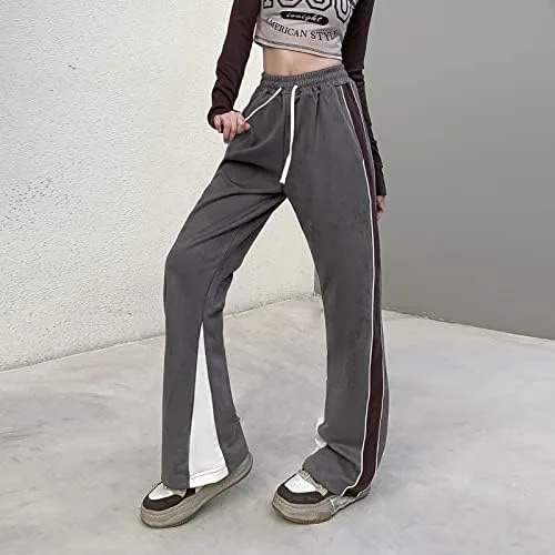 Vista 5 de Veryin Pantalones deportivos abiertos de gamuza sintética para mujer, pantalones de baile acampanados para hombre, pantalones casuales de pierna