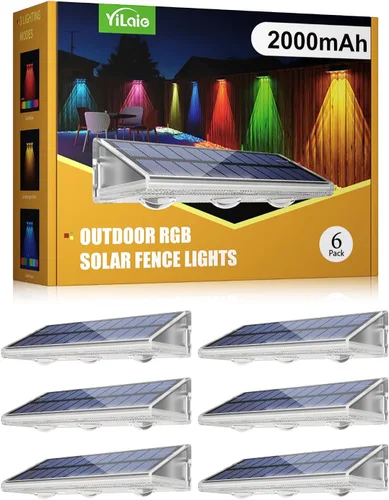 Vista 9 de YiLaie - Luces solares para valla al aire libre, IP67 impermeable, 16-25H 3000 K/6500 K/4500 K