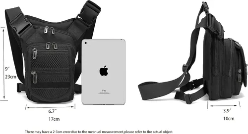 Vista 4 de Mochila de pierna caída, mochila para muslos, paquete Versipack para montar en motocicleta, caminar, ciclismo, vacaciones, hombre y mujer, Gris