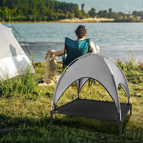 Vista 6 de Cama para perros para exteriores con toldo, cuna elevada, hasta
