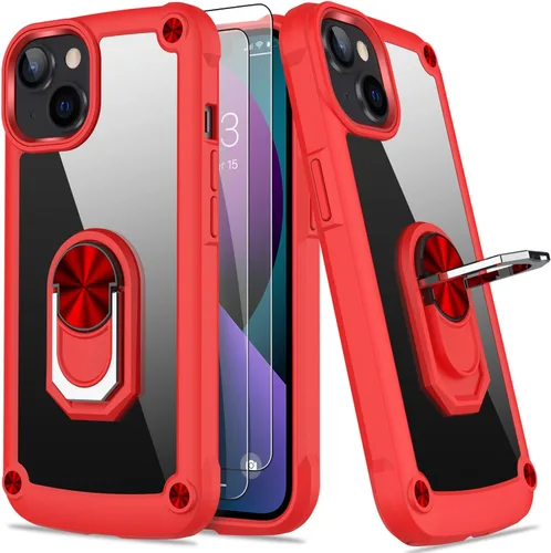 Vista 19 de Funda para iPhone 13 Pro con protector de pantalla, cristal transparente, antiamarillo, acrílico resistente, funda protectora de grado militar