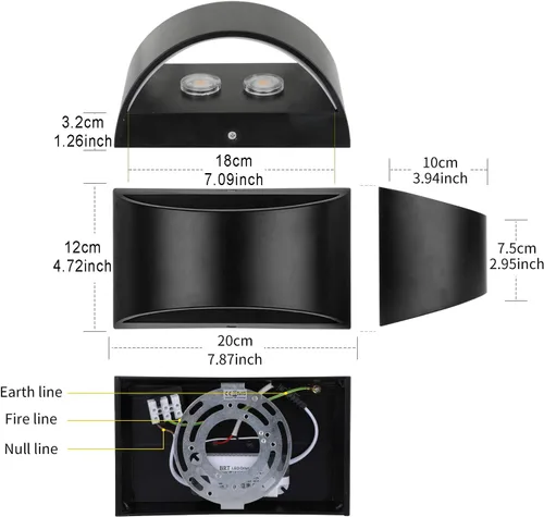 Vista 3 de Lightess Lámparas de pared modernas lámpara de pared interior regulable LED lámpara de pared arriba abajo 12W para dormitorio sala de estar