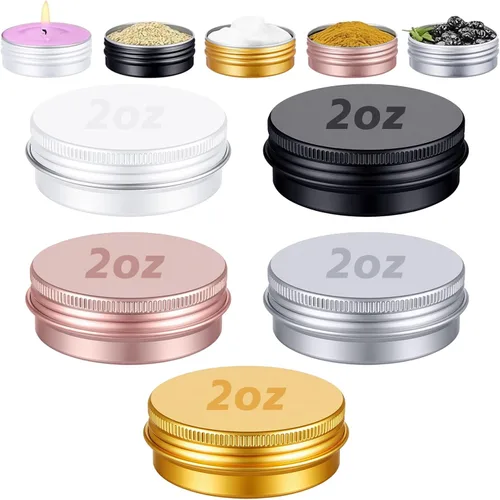 Vista 9 de 5 latas de alumbre de 0.5 onzas con tapa a granel para bálsamo Multicolor