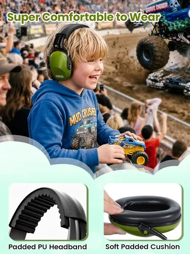 Vista 2 de Orejeras con cancelación de ruido del Dr.meter: auriculares con cancelación de ruido SNR27.4 con diadema ajustable, orejeras con protección auditiva
