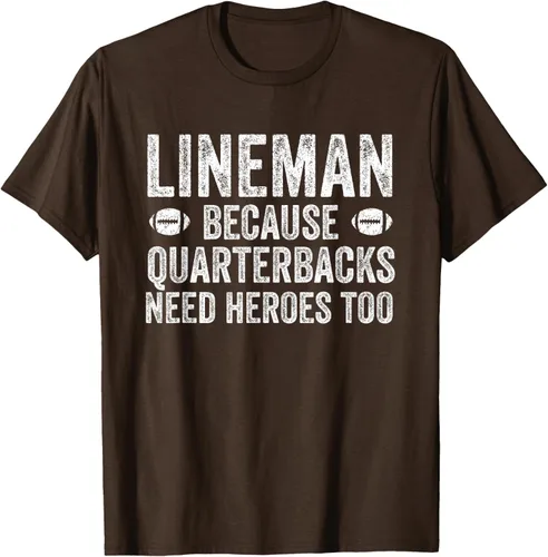 Vista 9 de Lineman Because Quarterbacks Need Heroes Camiseta de fútbol linieros S Negro