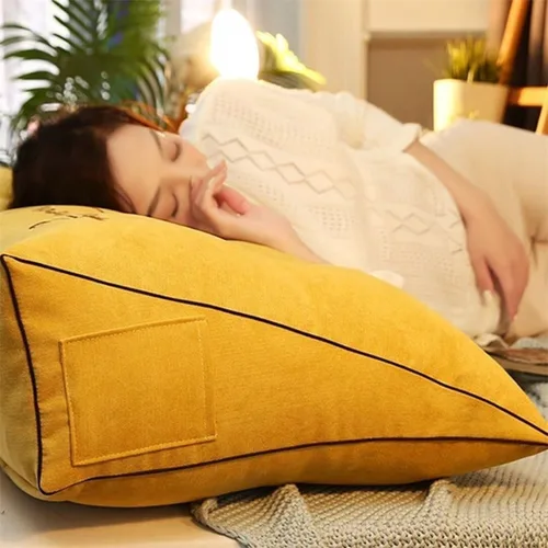 Vista 4 de Almohada triangular para la cabeza de cama, cojín grande de espalda/cojín de cabecero, almohada de cuña reclinable con funda extraíble