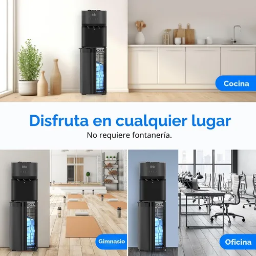 Vista 6 de Brio Dispensador de agua de carga inferior autolimpiante, acero inoxidable negro, 3 ajustes de temperatura, agua caliente, habitación y fría