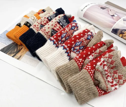 Vista 20 de Beurlike Guantes de invierno para mujer, de lana cálida, a prueba de viento, convertibles, sin dedos