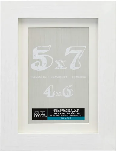 Vista 3 de Studio Décor - Portarretratos Belmont blanco de 5 x 7 pulgadas con paspartú de 4 x 6 pulgadas, accesorios para colgar, pantalla horizontal