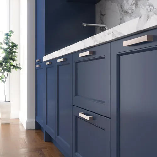 Vista 8 de Paquete de 10 tiradores de níquel cepillado con agujero central de 5 pulgadas Manijas de metal sólido para gabinetes de baño y decoración