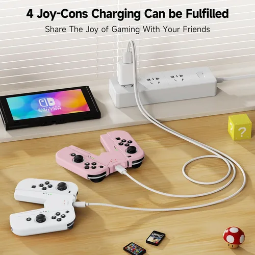 Vista 5 de JINGDU Switch Joy-Con - Empuñadura de carga compatible con Nintendo Switch estándar y modelo OLED, juega mientras se carga, cargador portátil JoyCon