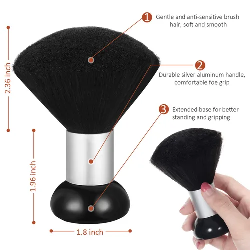 Vista 3 de Patelai 3 piezas de cepillo de peluquero para cortar y limpiar el cabello, plumero de cuello grande con mango de plástico para barrer el cabello