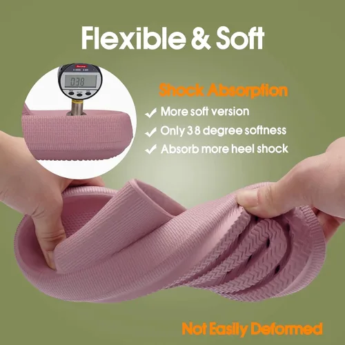 Vista 3 de EQUICK Pantuflas de almohada Cloud Slides para mujeres y hombres, pantuflas de ducha y de baño, ultrasuaves, suela gruesa acolchada