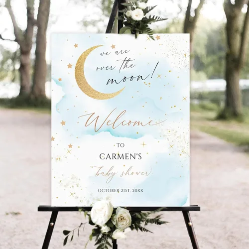 Vista 12 de Cartel de bienvenida personalizado para baby shower, cartel de bienvenida floral de niña, póster de bienvenida de rubor rosa Versión #1