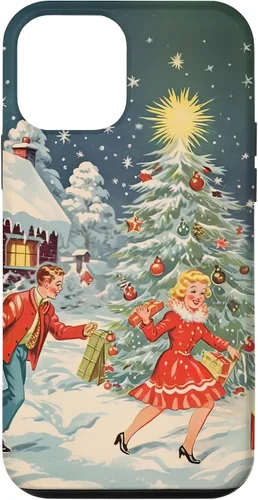 Vista 16 de iPhone 16 Vintage 1950s Nostalgia Christmas Snowflakes Christmas Tree Case