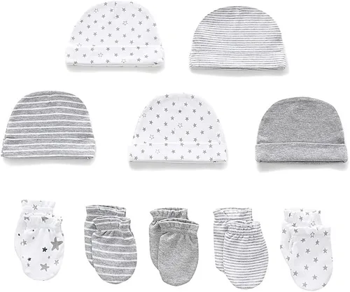 Vista 2 de Conjunto de calcetines de algodón para bebé recién nacido, accesorios esenciales (sombreros, guantes, calcetines)