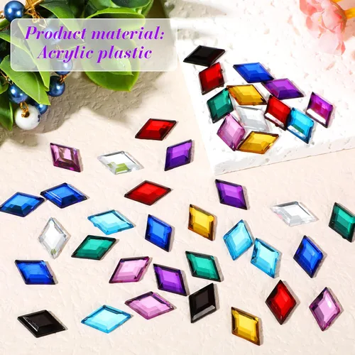 Vista 3 de 100 piezas de diamantes de imitación acrílicos con parte trasera plana, gemas de plástico para deslumbrar joyas acrílicas para hacer joyas