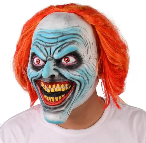 Vista 5 de Voyiparty Máscara de payaso de Halloween, máscara de Joker malvado aterrador, máscaras de asesinos de terror, disfraces de cosplay para adultos