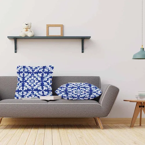 Vista 3 de Fundas de almohada, patrón étnico azul, fundas de almohada para dormitorio, sala de estar, paquete de 2