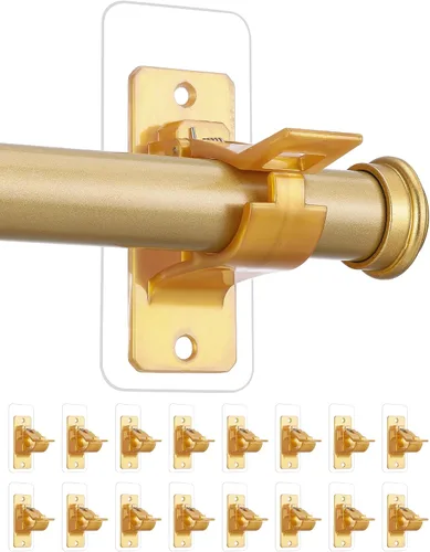 Vista 14 de ANDGOO Paquete de 4 soportes adhesivos para barra de cortina sin taladrar, soportes para barra de cortina aptos para inquilinos, ganchos resistentes