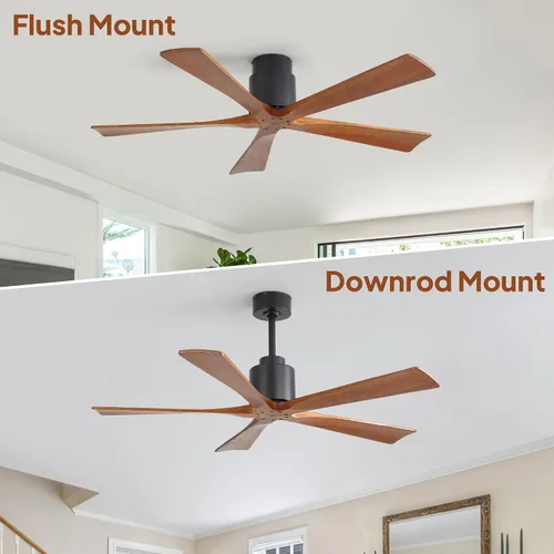Vista 5 de Sofucor Ventiladores de techo de 52 pulgadas, sin luz, ventilador de techo para exteriores con control remoto, motor CC reversible de 5 cuchillas