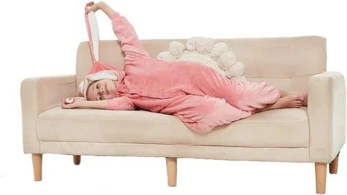 Vista 7 de ABENCA Pijama de conejo de Pascua para niñas, de dibujos animados, de una pieza, de animales, Halloween, Navidad, cosplay Conejito A-rosa