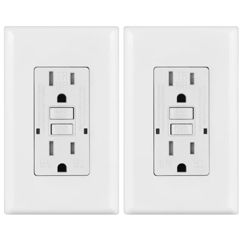 Vista 25 de Micmi Toma GFCI WR negra resistente a la intemperie, resistente a manipulaciones, receptáculo TR con indicador LED, placa de pared sin tornillos
