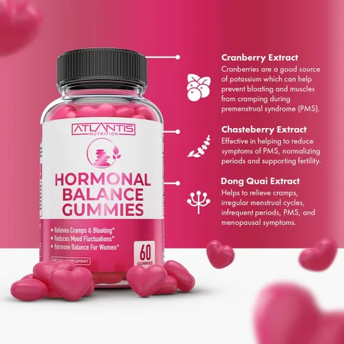 Vista 4 de Gomitas de alivio del síndrome premenstrual de equilibrio hormonal + gomitas Ashwagandha