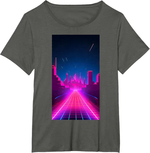 Vista 13 de Camiseta Retrowave Street 80s Vaporwave Synthwave, Negro -, Pequeña