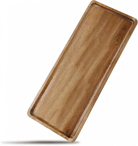 Vista 3 de Platos y bandejas de madera maciza de 13.8 pulgadas de madera de acacia natural para charcutería, tabla de quesos (3)